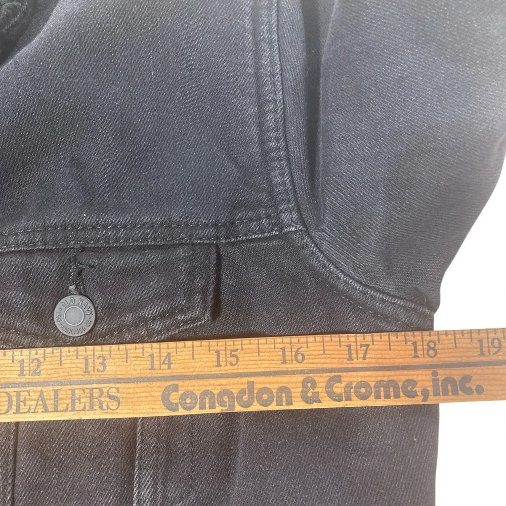 Old Navy Black Denim Jacket Sherpa Lined Tall Size‎ S Winter Button Front